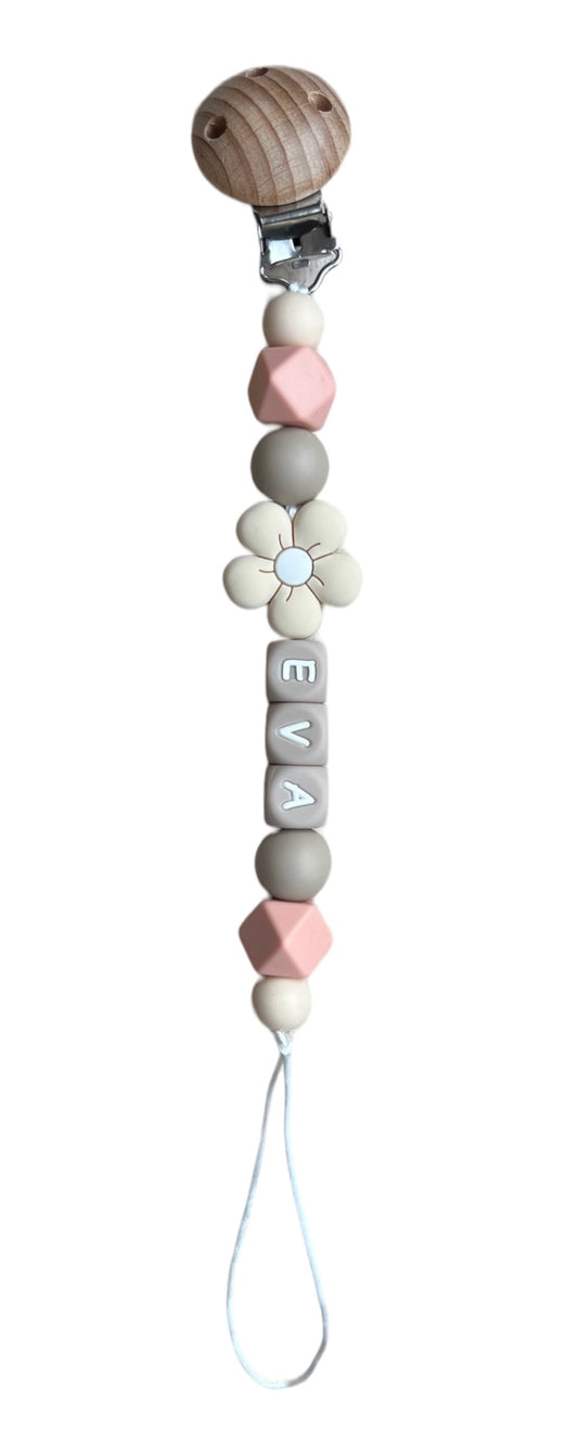 Gepersonaliseerd speenkoord met naam - eva