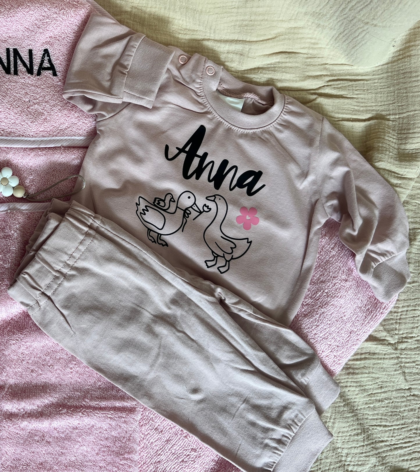 Gepersonaliseerde pyjama - naam met ganzen familie