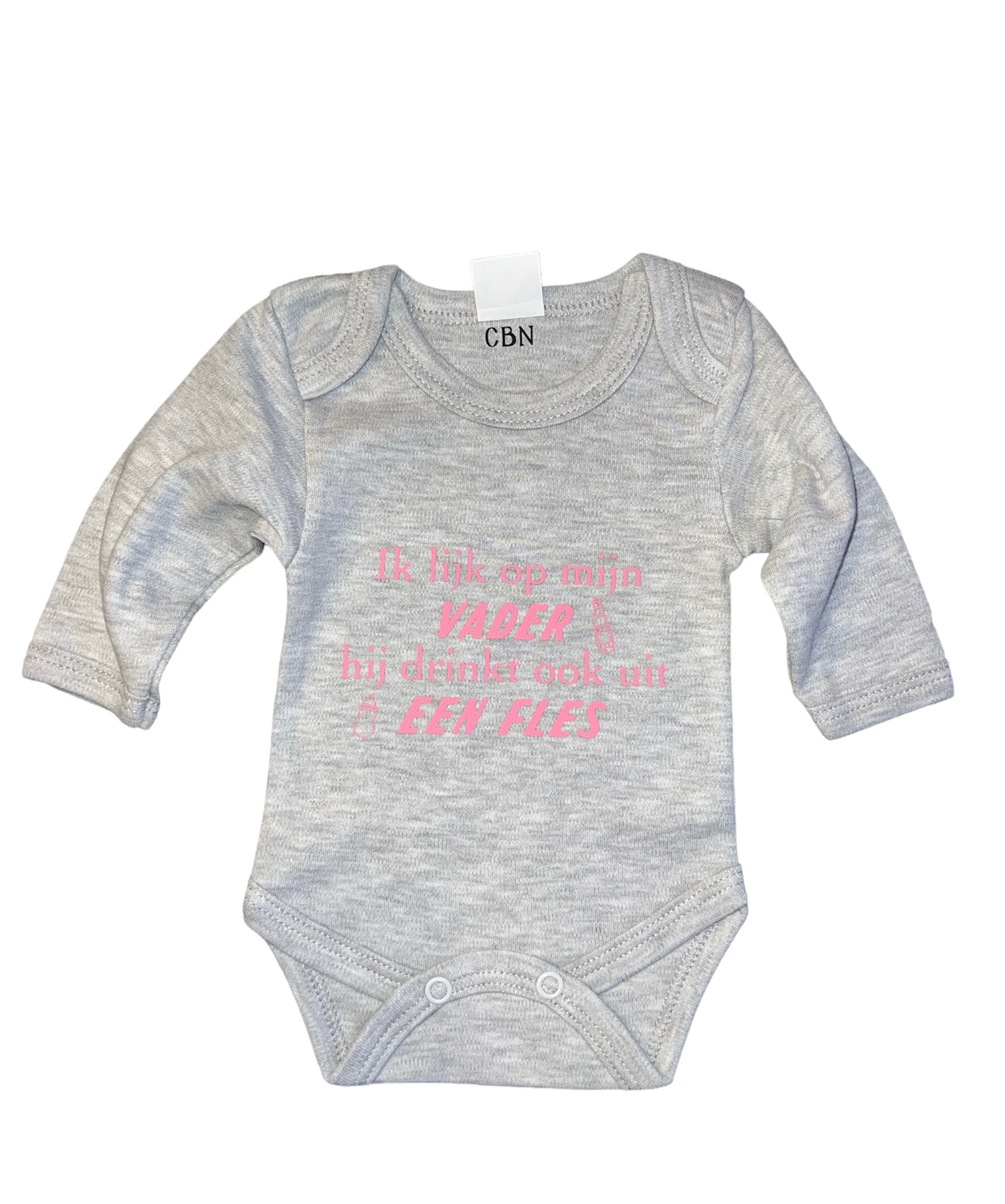 Baby romper met tekst- ik lijk op mijn vader hij drinkt ook uit een fles