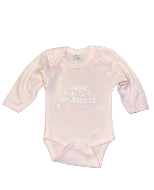 Baby romper met tekst- papa denkt dat hij de baas is