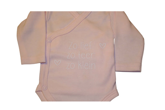 Kleine baby romper met tekst - zo lief, zo teer, zo klein