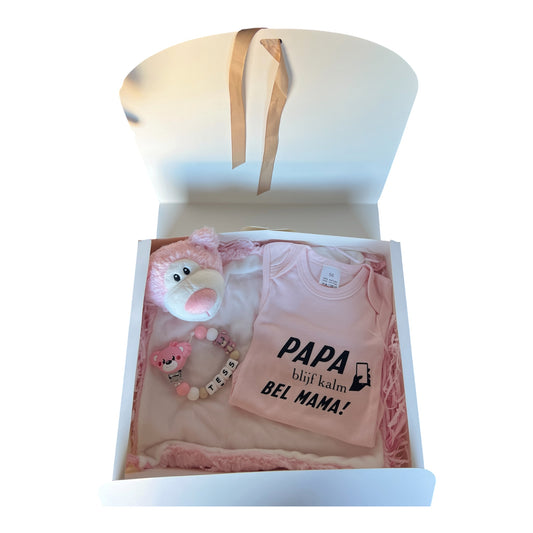 Gepersonaliseerd kraamcadeau - roze beer