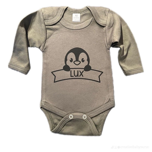 Baby romper met naam - Pinguïn