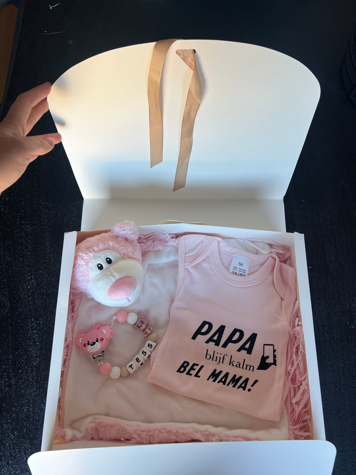 Gepersonaliseerd kraamcadeau - roze beer