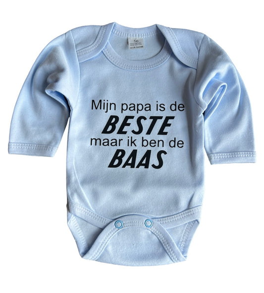 Romper met tekst - Papa is de beste maar ik de baas 