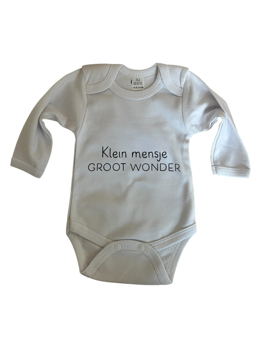 Baby romper met tekst - Klein mensje groot wonder