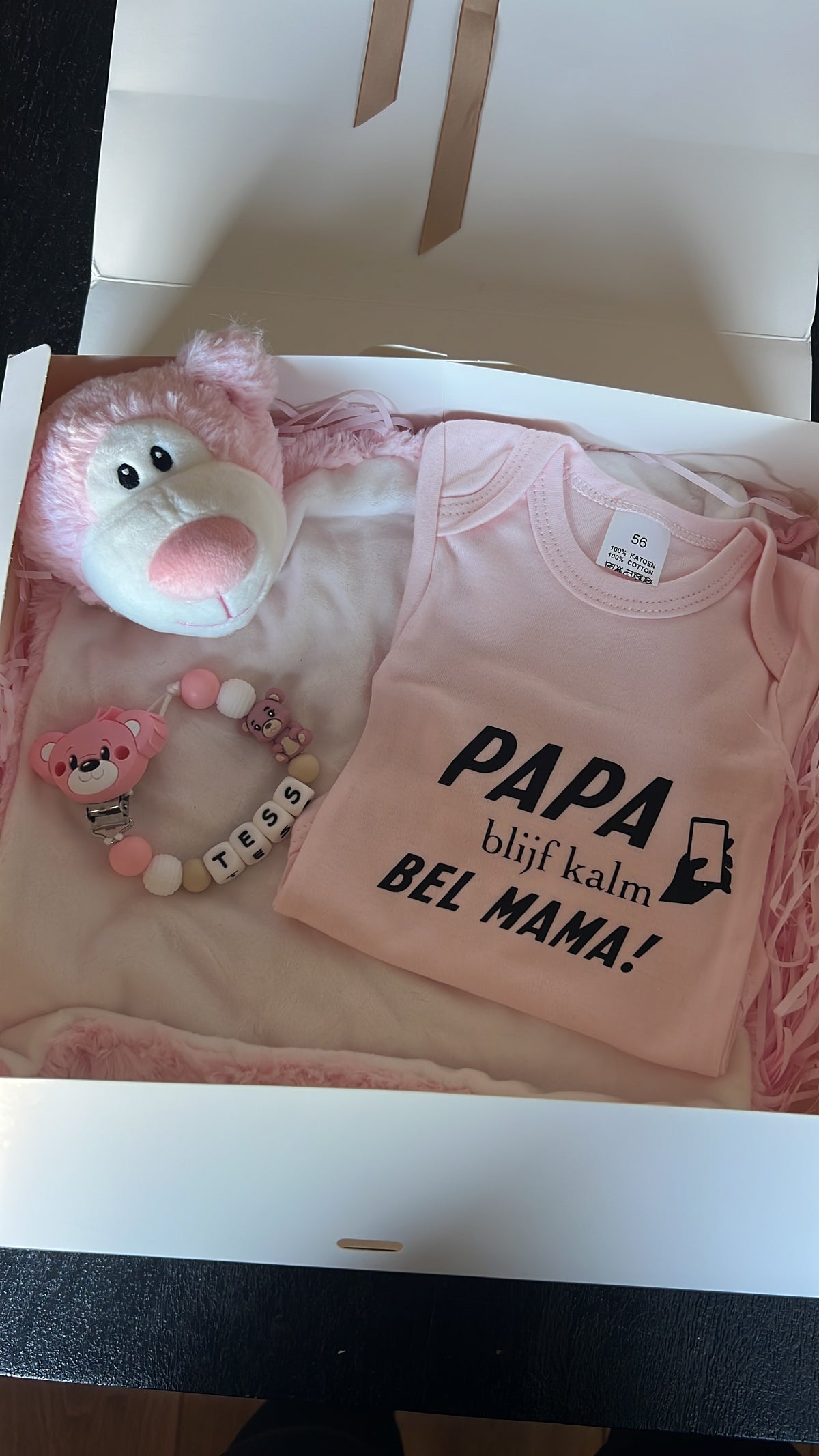 Gepersonaliseerd kraamcadeau - roze beer