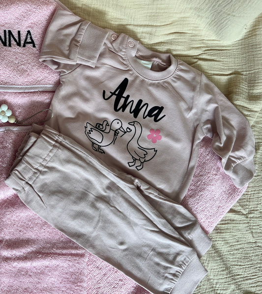 Gepersonaliseerde pyjama - naam met ganzen familie
