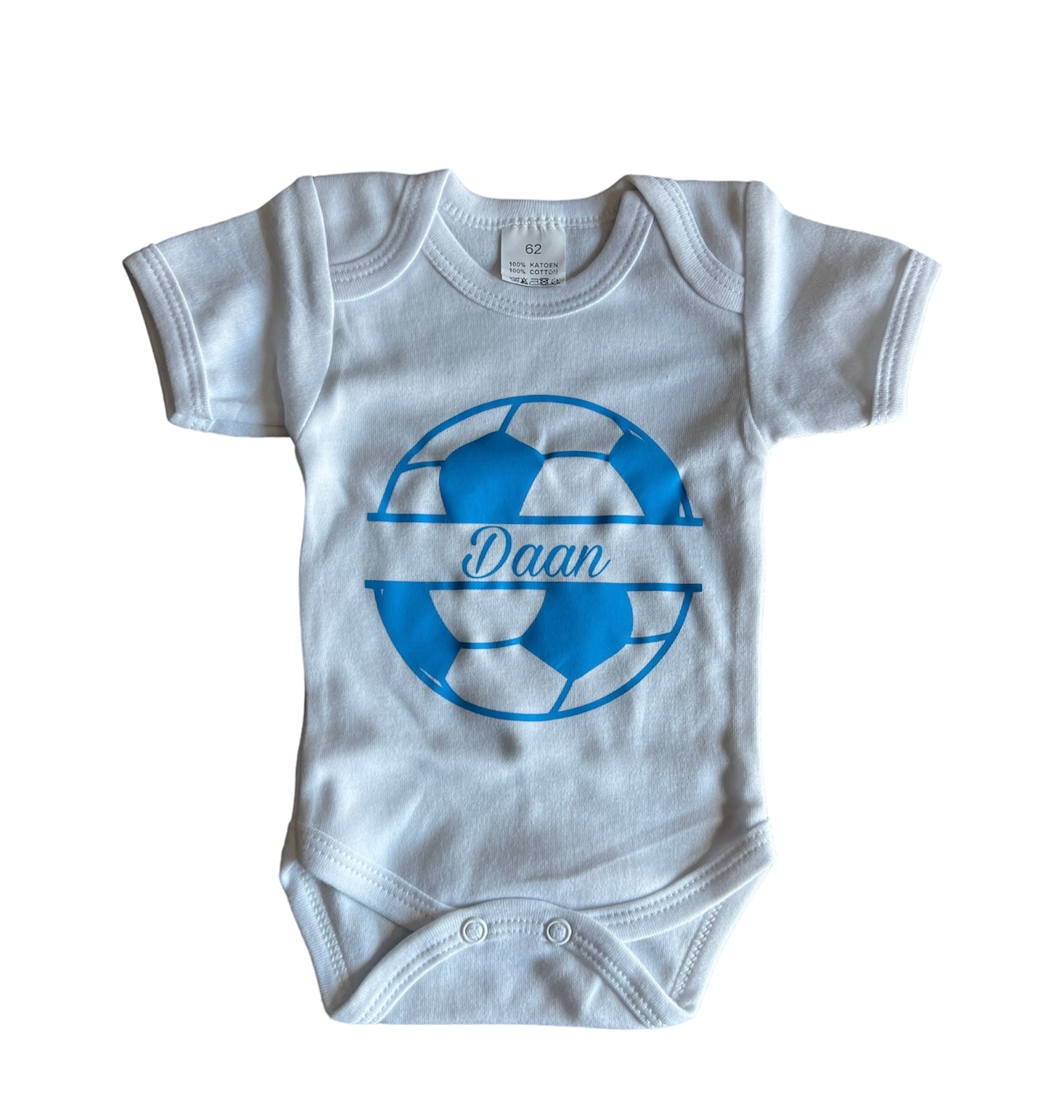 Baby romper met naam - voetbal 