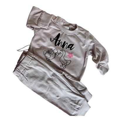 Gepersonaliseerde pyjama - naam met ganzen familie