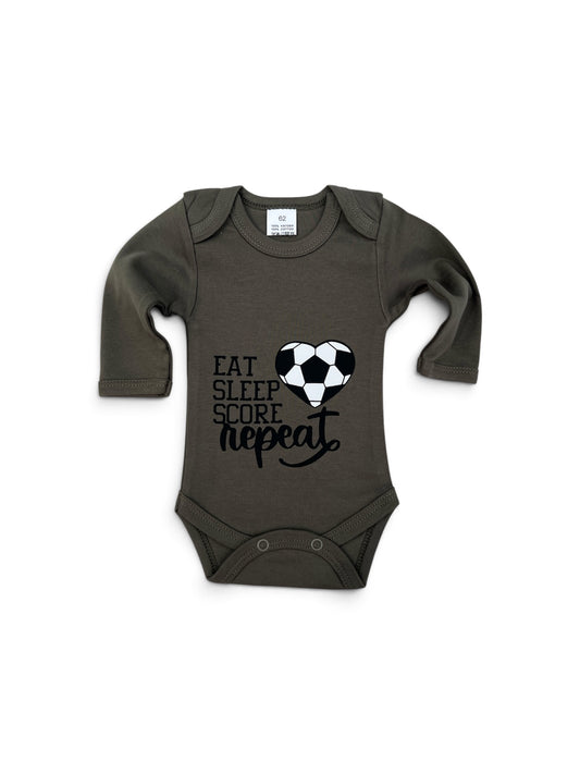 Baby romper met tekst - eat, sleep, score, repeat