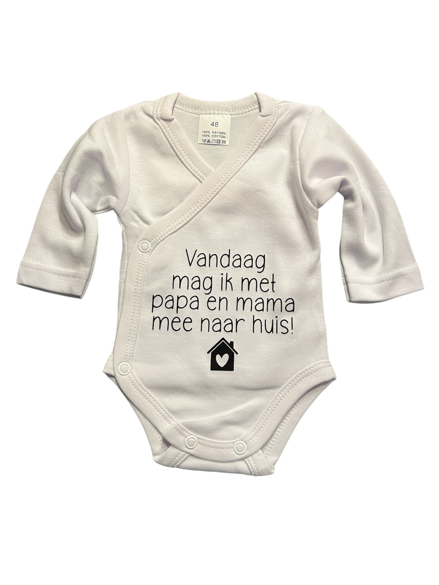 Baby romper maat 48 / 50 met tekst 