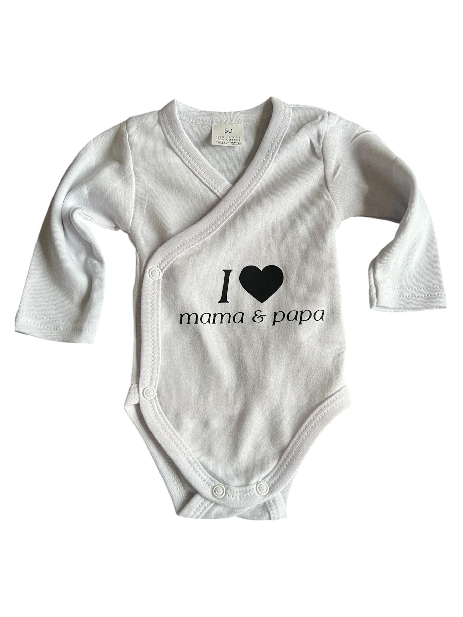 Kleine baby romper met tekst - i love mama en papa