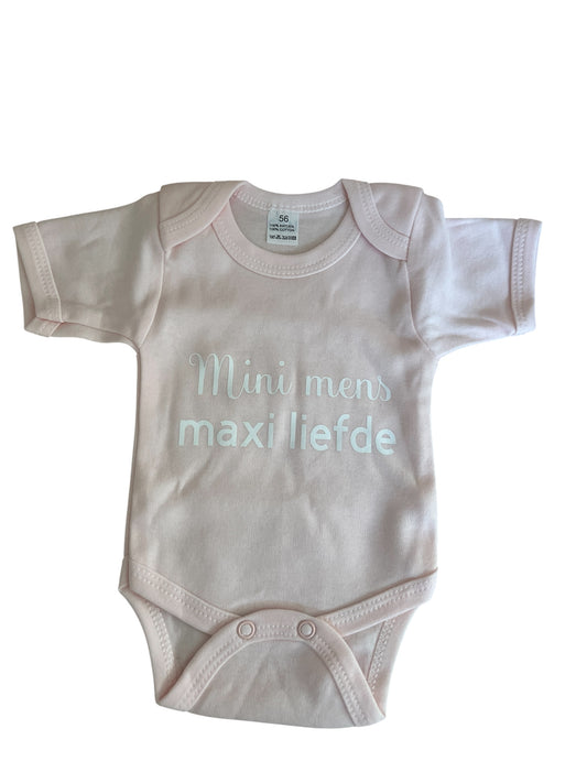 Baby romper met tekst - mini mens, maxi liefde
