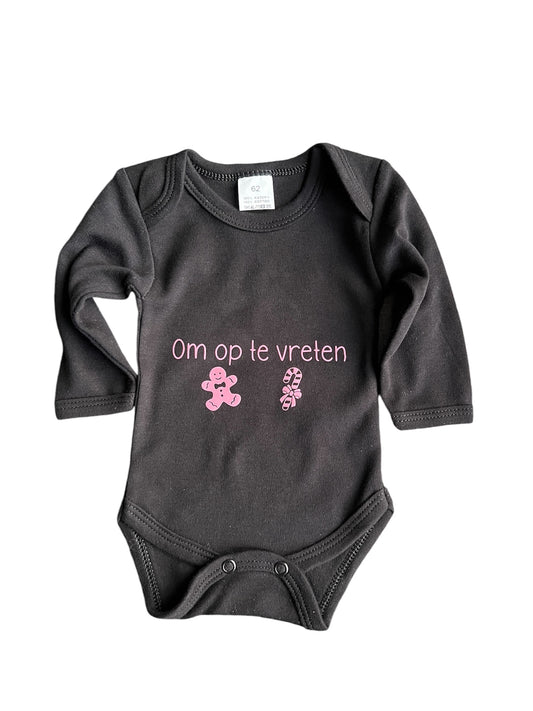 Baby romper met tekst - om op te vreten